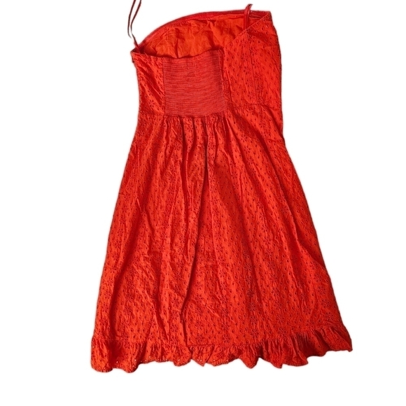 Old Navy Coral/Orange Cotton Eyelet Strapless Dress - Picture 3 of 7